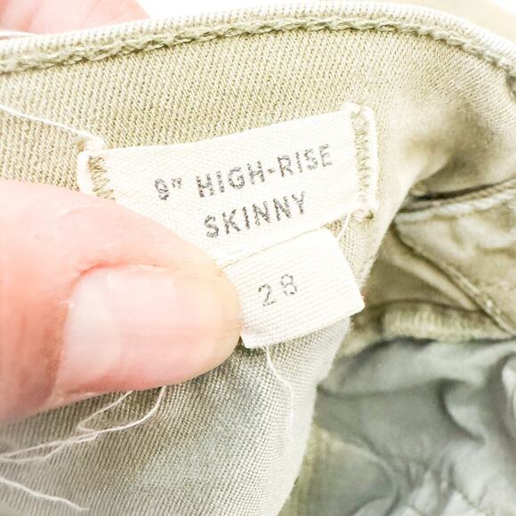 Madewell 9" High-Rise Skinny Green Khaki Denim Jeans Raw Hem Size 28 - Picture 8 of 10